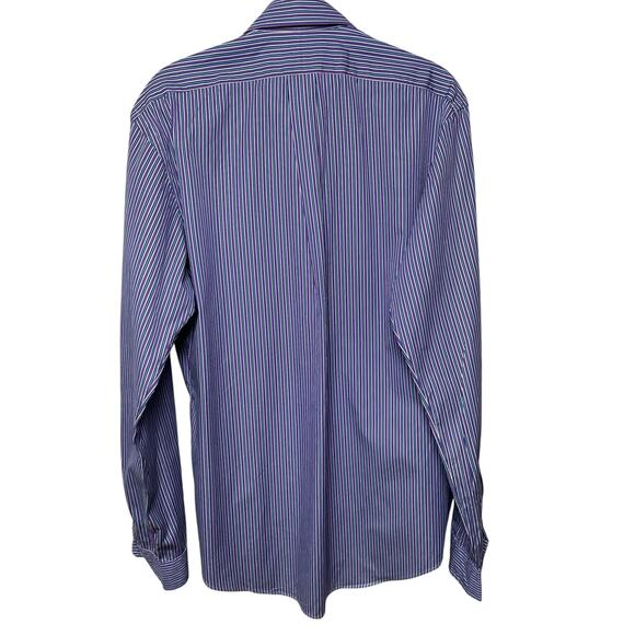 Ralph Lauren Purple Navy White Striped Sz 15-1/2" Med Longsleeve Button Shirt - Picture 2 of 6